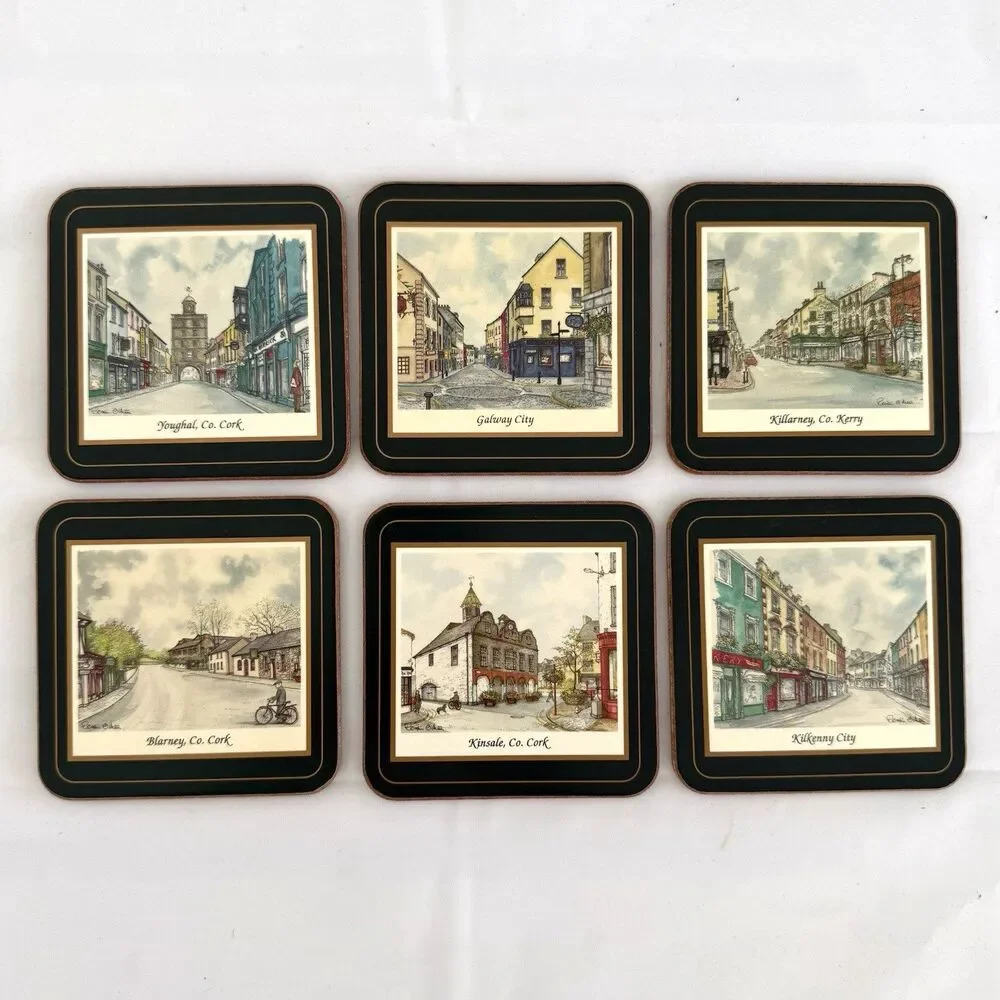 Pimpernel Cork Coaster Irish Heritage Series Street Scenes of Ireland Set of 6